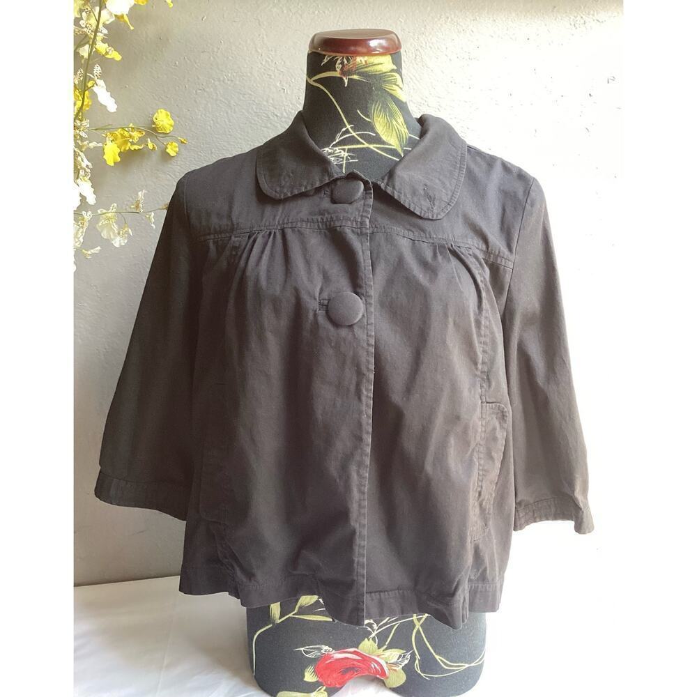 AT LAST cropped jacket cotton quarter sleeves